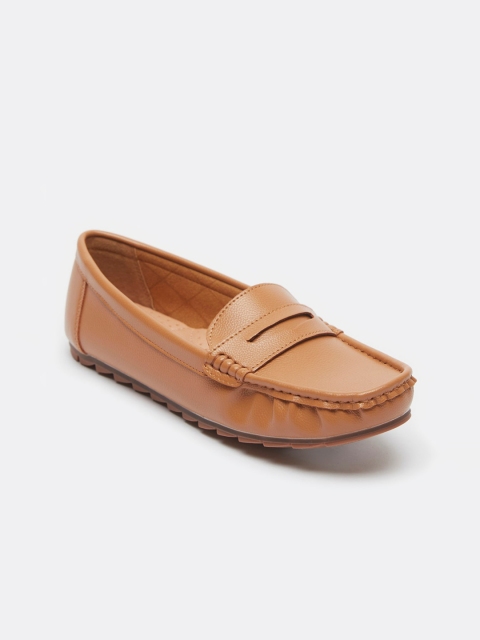 

shoexpress Women Brown Slip-On Penny PU Loafers