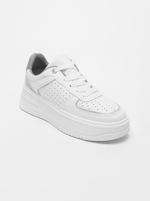 

shoexpress Women Blue & White Perforations PU Sneakers