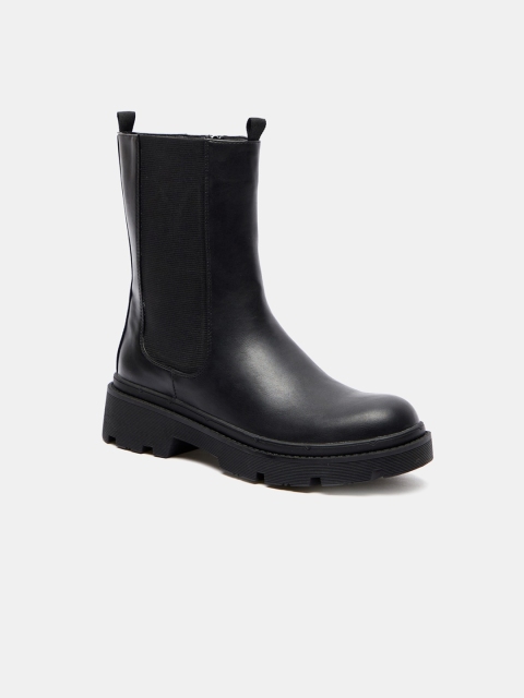 

shoexpress Women Black PU Flat Boots