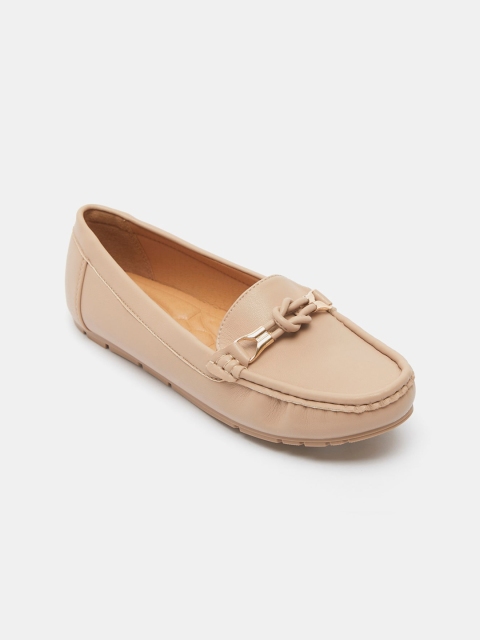 

shoexpress Women Beige Solid Slip-On Loafers