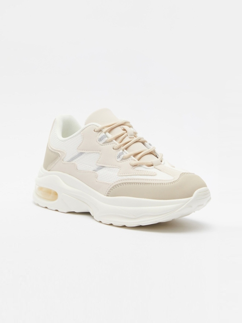 

shoexpress Women Beige Colourblocked PU Sneakers