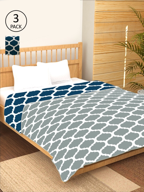 

Story@home Blue & White Set of 3 AC Room 200 GSM Double Bed Dohar