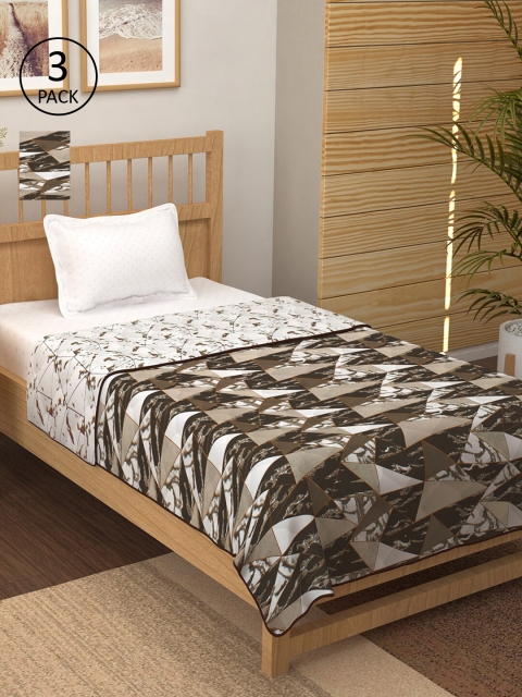 

Story@home Brown & White Set of 3 Geometric AC Room Single Bed Comforter