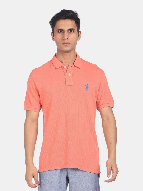 

U S Polo Assn Men Coral Polo Collar T-shirt