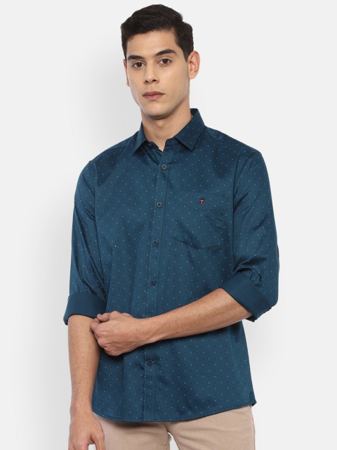 

Louis Philippe Sport Men Blue Slim Fit Printed Pure Cotton Semi-Formal Shirt