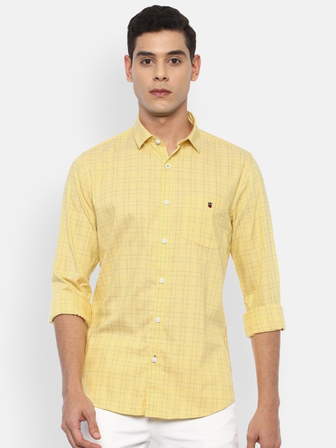 

Louis Philippe Sport Men Yellow Slim Fit Grid Tattersall Checks Checked Casual Shirt