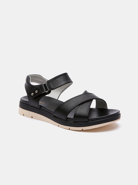 

shoexpress Women Black PU Comfort Sandals