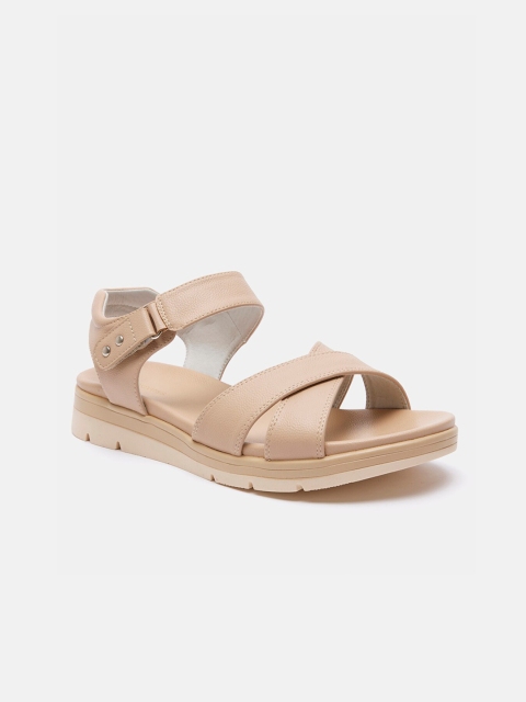 

shoexpress Women Beige PU Comfort Sandals