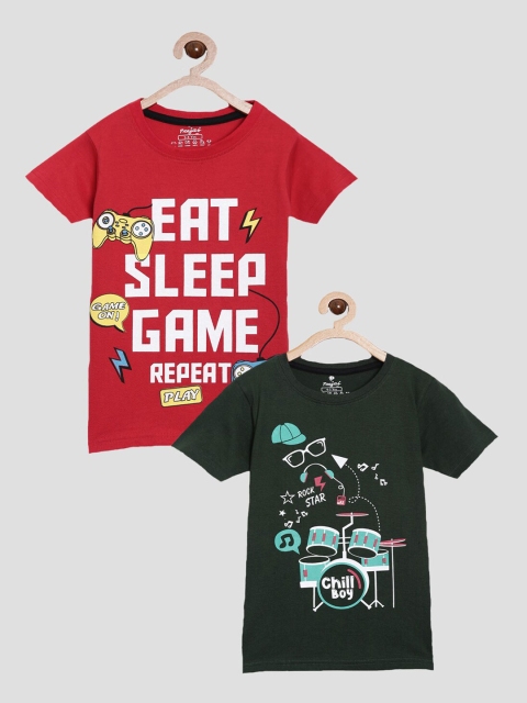 

Peejas Boys Typography 2 Printed Applique T-shirt, Red