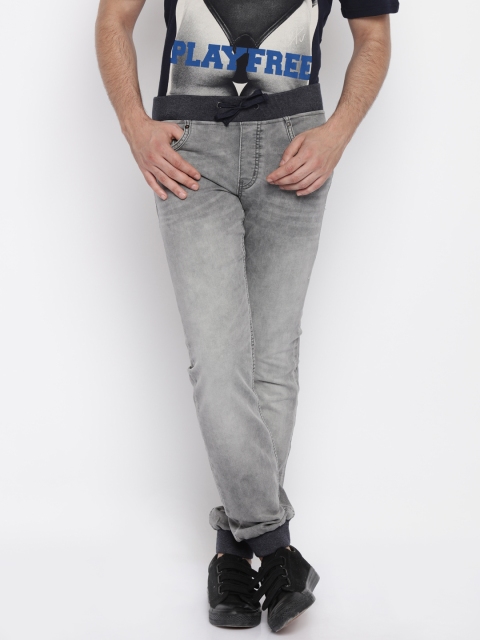 

Jack & Jones Men Grey Slim Washed Jogger Jeans