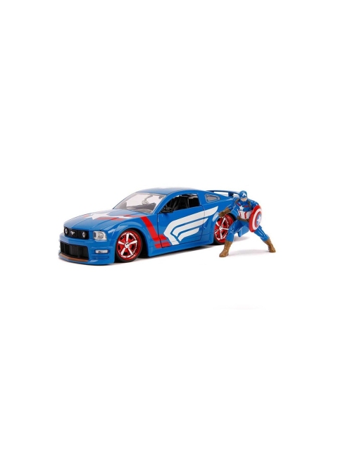 

Jada Toys Kids Blue & Red 2006 Ford Mustang With Captain America Figure