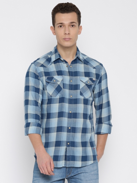 

Jack & Jones Men Blue Checked Casual Shirt
