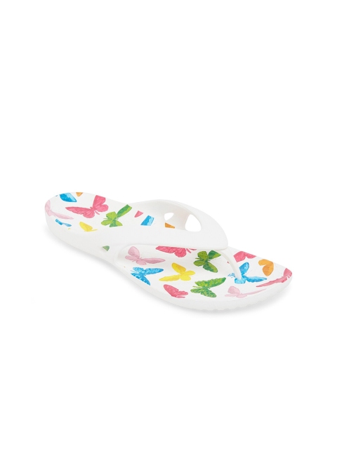 

Crocs Kadee Women White Blue Printed Croslite Slip-On