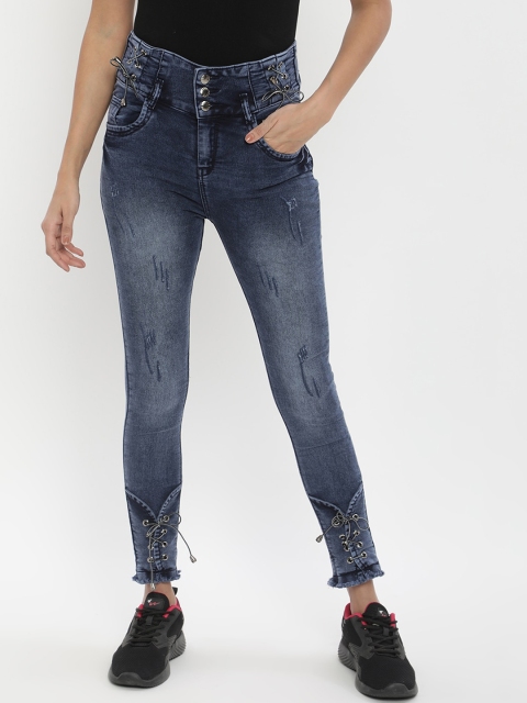 

V2 Value & Variety Women Blue Low Distress Heavy Fade Jeans
