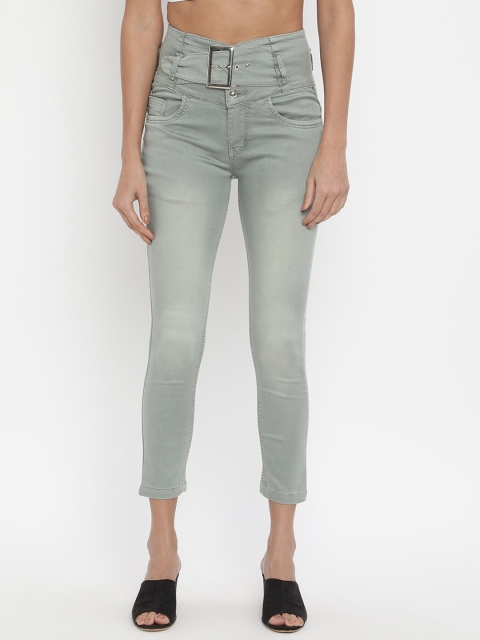

V2 Value & Variety Women Green Low Distress Light Fade Jeans