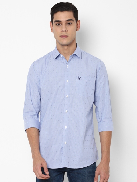 

Allen Solly Men Blue Slim Fit Micro Checked Pure Cotton Casual Shirt