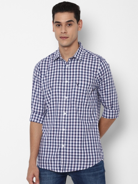 

Allen Solly Men Navy Blue Slim Fit Checked Cotton Casual Shirt