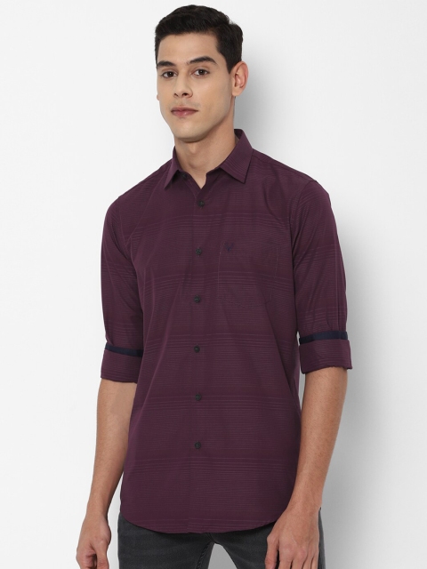 

Allen Solly Men Maroon Slim Fit Horizontal Striped Pure Cotton Casual Shirt