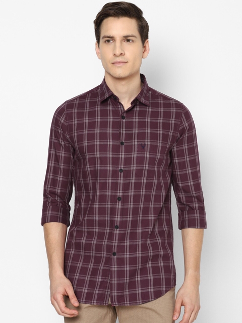 

Allen Solly Men Maroon Slim Fit Checked Pure Cotton Casual Shirt