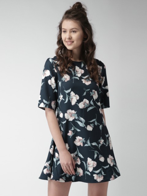 

Mast & Harbour Navy Blue Printed A-Line Dress