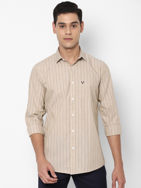 

Allen Solly Men Beige Slim Fit Striped Casual Shirt
