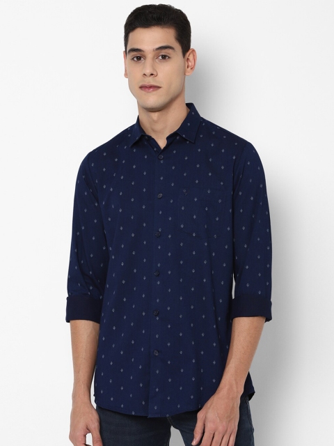 

Allen Solly Men Navy Blue Slim Fit Printed Cotton Casual Shirt
