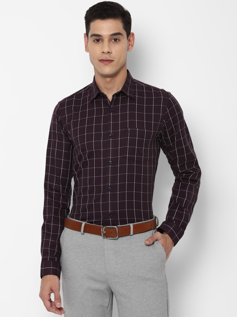

Allen Solly Men Maroon Slim Fit Windowpane Checks Checked Formal Shirt