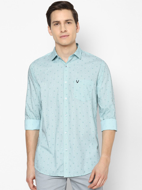 

Allen Solly Men Blue Slim Fit Pinstripes Striped Casual Shirt