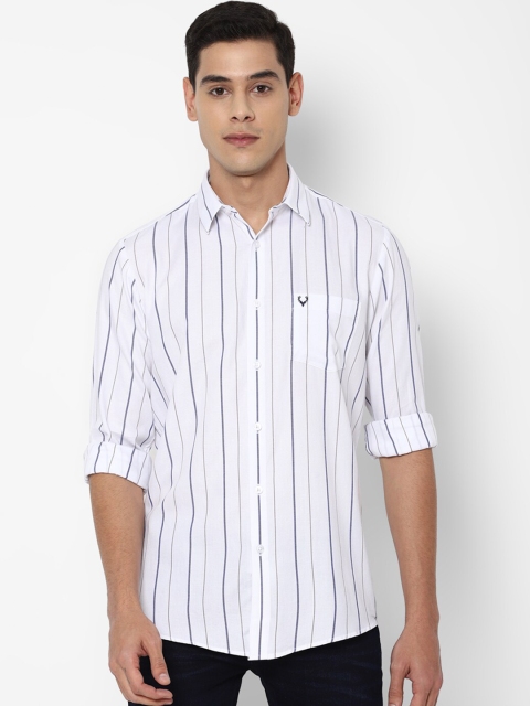 

Allen Solly Men White Slim Fit Striped Casual Shirt