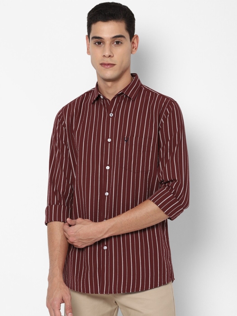 

Allen Solly Men Maroon Slim Fit Striped Cotton Casual Shirt