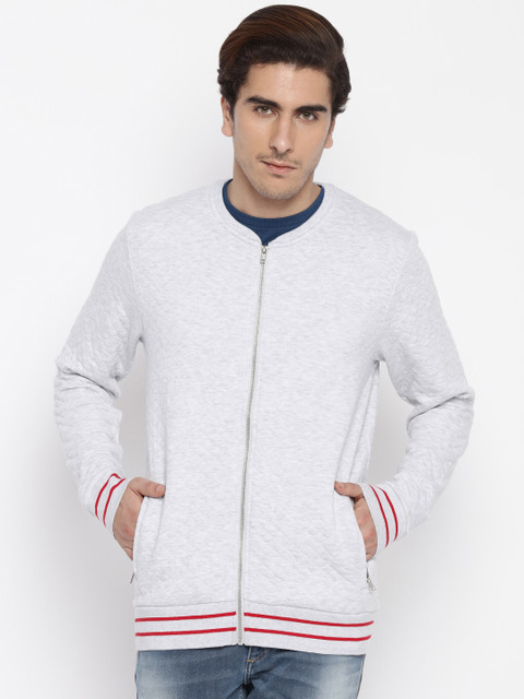 

Jack & Jones Men Grey Solid Front Open Sweatshirt