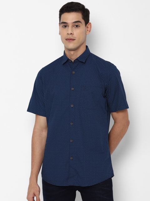 

Allen Solly Men Navy Blue Slim Fit Printed Cotton Casual Shirt