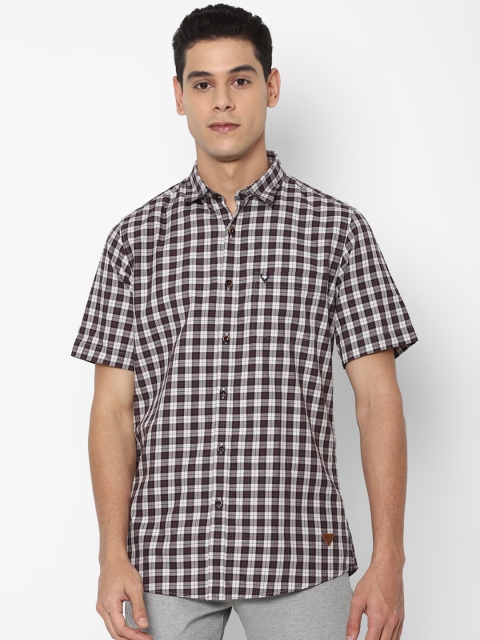 

Allen Solly Sport Men White & Maroon Checked Pure Cotton Casual Shirt
