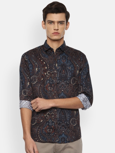 

V Dot Men Maroon & Blue Ethnic Printed Slim Fit Casual Shirt