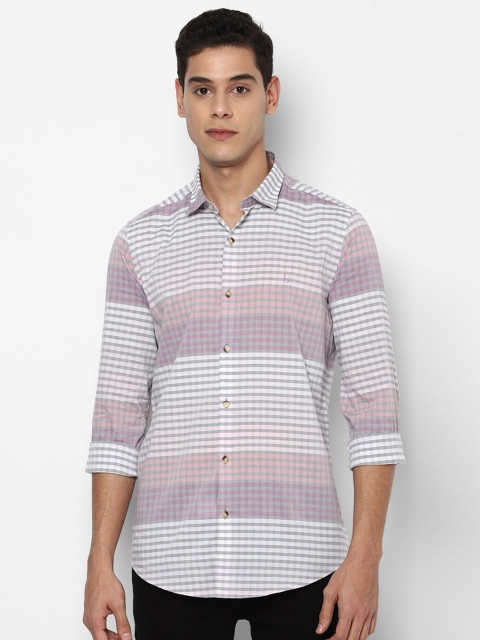 

SIMON CARTER LONDON Men Grey & Pink Slim Fit Horizontal Striped Casual Shirt