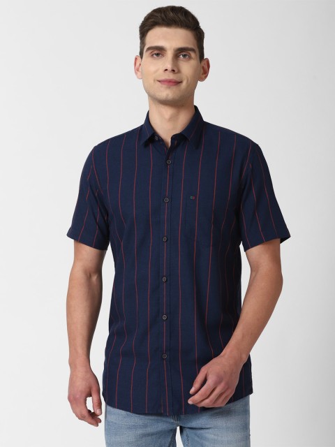 

Peter England Casuals Men Navy Blue Slim Fit Striped Casual Shirt