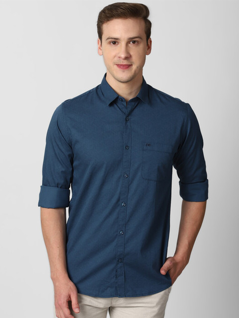 

Peter England Casuals Men Navy Blue Slim Fit Printed Pure Cotton Casual Shirt