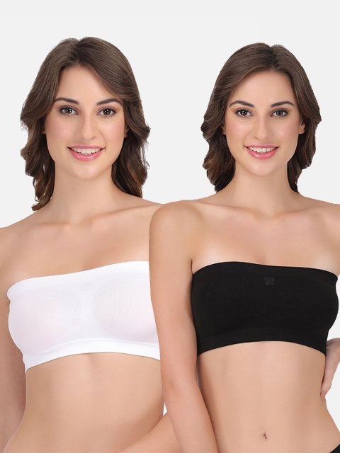 

GROVERSONS Paris Beauty Pack Of 2 White & Black Cotton Bandeau Bra