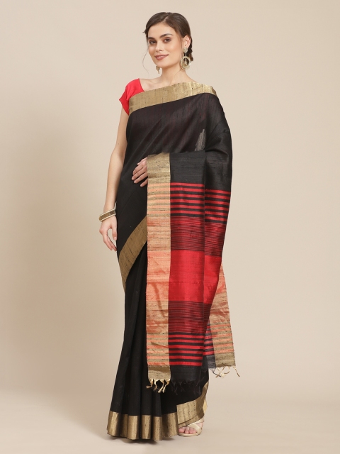 

Meena Bazaar Black & Red Woven Design Zari Pure Silk Banarasi Saree