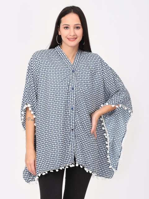 

The Mom Store Blue & White Geometric Print Maternity Kaftan Top