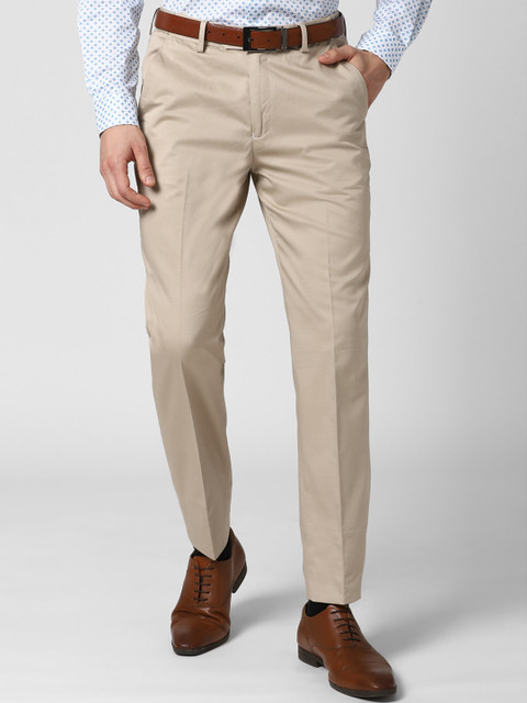 

Peter England Men Beige Slim Fit Trousers
