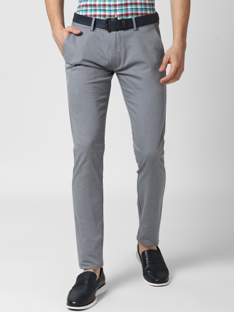 

Peter England Casuals Men Grey Solid Skinny Fit Trousers