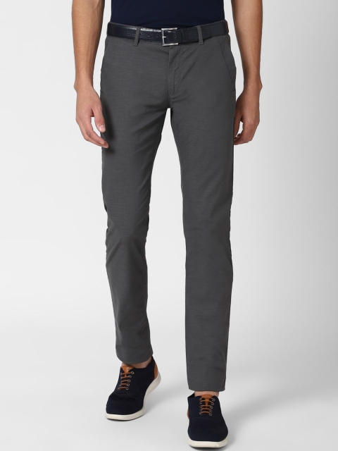 

Peter England Casuals Men Grey Textured Slim Fit Trousers