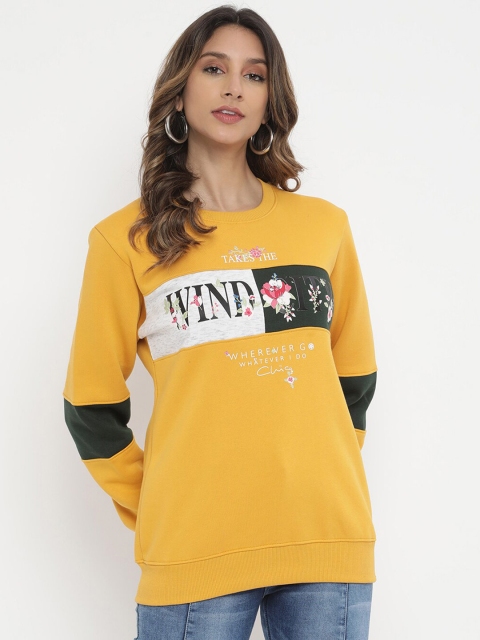 

V2 Value & Variety Women Yellow Colourblocked Sweatshirt