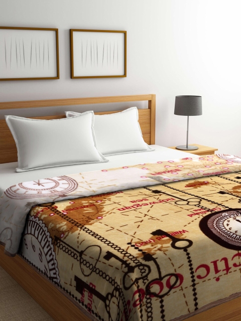 

KLOTTHE Beige & Brown Mild Winter 600 GSM Double Bed Blanket