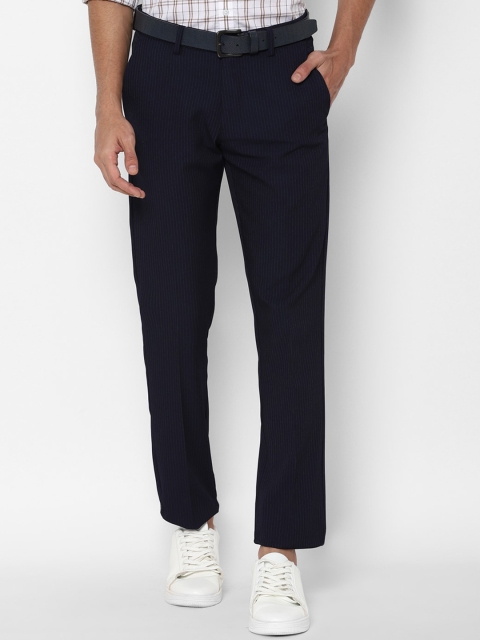 

Allen Solly Men Navy Blue Striped Slim Fit Trousers