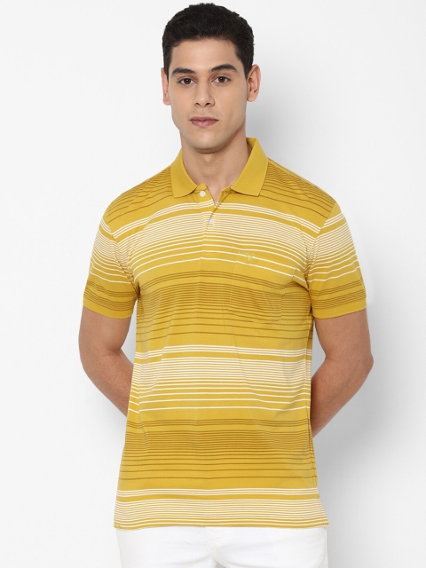 

Allen Solly Men Yellow Striped Polo Collar T-shirt
