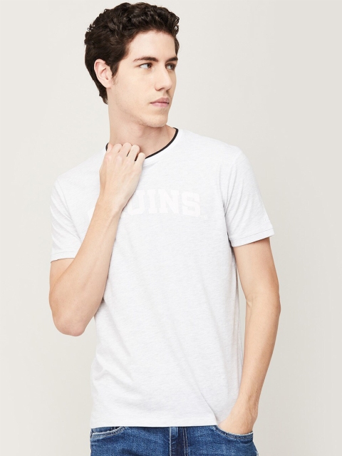 

UCLA Men Grey Typography Mandarin Collar Applique T-shirt