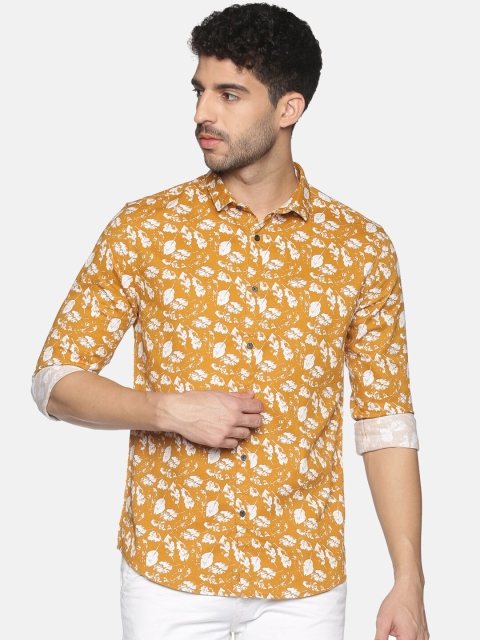 

SHOWOFF Men Mustard Slim Fit Floral Printed Casual Shirt