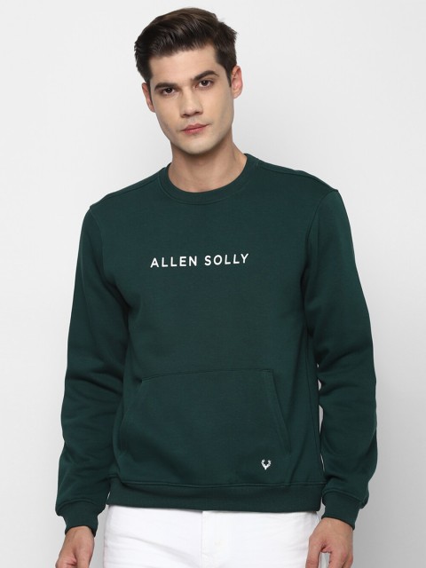 

Allen Solly Men Green & White Brand Logo Printed Pure Cotton Sweatshirt